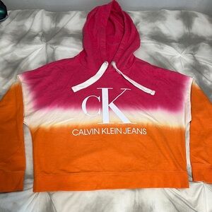 Calvin Klein Ombre Hoodie in Pink and Orange. Size Medium